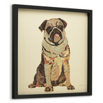 "My Puggy" Dimensional Graphic Collage Framed Under Tempered Glass Wall Art