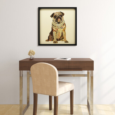 "My Puggy" Dimensional Graphic Collage Framed Under Tempered Glass Wall Art