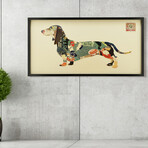 "Dachshund" Dimensional Graphic Collage Framed Under Tempered Glass Wall Art