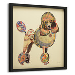 "Poodle" Dimensional Graphic Collage Framed Under Tempered Glass Wall Art