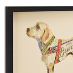 "Yellow Lab" Dimensional Graphic Collage Framed Under Tempered Glass Wall Art