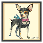 "Chihuahua" Dimensional Graphic Collage Framed Under Tempered Glass Wall Art