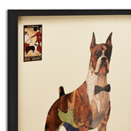 "The Boxer" Dimensional Graphic Collage Framed Under Tempered Glass Wall Art