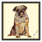 "My Puggy" Dimensional Graphic Collage Framed Under Tempered Glass Wall Art