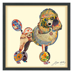 "Poodle" Dimensional Graphic Collage Framed Under Tempered Glass Wall Art