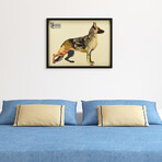 "German Shepherd" Dimensional Graphic Collage Framed Under Tempered Glass Wall Art