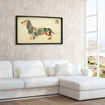 "Dachshund" Dimensional Graphic Collage Framed Under Tempered Glass Wall Art