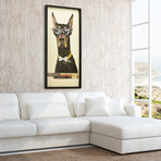 "Doberman Pinscher" Dimensional Graphic Collage Framed Under Tempered Glass Wall Art