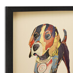 "Beagle 1" Dimensional Graphic Collage Framed Under Tempered Glass Wall Art