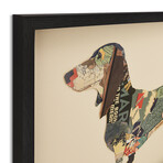 "Dachshund" Dimensional Graphic Collage Framed Under Tempered Glass Wall Art