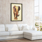 "Elephant" Dimensional Graphic Collage Framed Under Glass Wall Art
