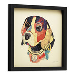 "Beagle Closeup" Dimensional Graphic Collage Framed Under Tempered Glass Wall Art