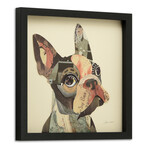 "French Bulldog" Dimensional Graphic Collage Framed Under Tempered Glass Wall Art