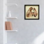 "King Charles Spaniel" Dimensional Graphic Collage Framed Under Tempered Glass Wall Art