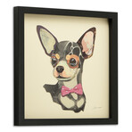 "Chihuahua Closeup" Dimensional Graphic Collage Framed Under Tempered Glass Wall Art