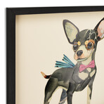 "Chihuahua" Dimensional Graphic Collage Framed Under Tempered Glass Wall Art