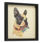 "Boston Terrier Closeup" Dimensional Graphic Collage Framed Under Tempered Glass Wall Art