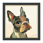 "French Bulldog" Dimensional Graphic Collage Framed Under Tempered Glass Wall Art