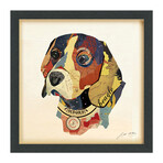 "Beagle Closeup" Dimensional Graphic Collage Framed Under Tempered Glass Wall Art