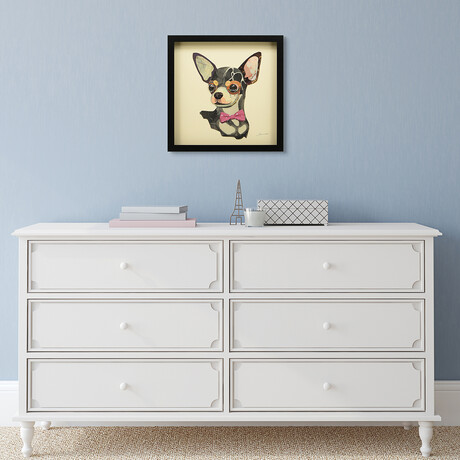 "Chihuahua Closeup" Dimensional Graphic Collage Framed Under Tempered Glass Wall Art