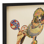 "Poodle" Dimensional Graphic Collage Framed Under Tempered Glass Wall Art