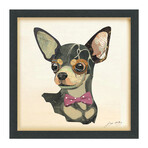 "Chihuahua Closeup" Dimensional Graphic Collage Framed Under Tempered Glass Wall Art