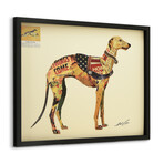 "Greyhound" Dimensional Graphic Collage Framed Under Tempered Glass Wall Art