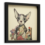 "Sphynx" Dimensional Graphic Collage Framed Under Tempered Glass Wall Art