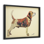 "Beagle 2" Dimensional Graphic Collage Framed Under Tempered Glass Wall Art