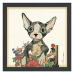 "Sphynx" Dimensional Graphic Collage Framed Under Tempered Glass Wall Art