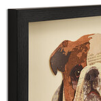 "English Bulldog Pup" Dimensional Graphic Collage Framed Under Tempered Glass Wall Art