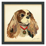 "King Charles Spaniel" Dimensional Graphic Collage Framed Under Tempered Glass Wall Art