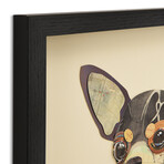 "Chihuahua Closeup" Dimensional Graphic Collage Framed Under Tempered Glass Wall Art