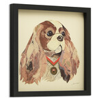 "King Charles Spaniel" Dimensional Graphic Collage Framed Under Tempered Glass Wall Art