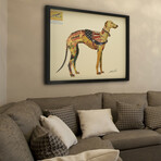 "Greyhound" Dimensional Graphic Collage Framed Under Tempered Glass Wall Art