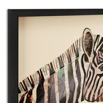 "Zebra" Dimensional Graphic Collage Framed Under Tempered Glass Wall Art