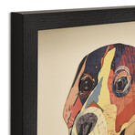 "Beagle Closeup" Dimensional Graphic Collage Framed Under Tempered Glass Wall Art