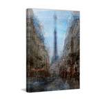 Eiffel Thru Streets Painting Print on Wrapped Canvas (12"H x 8"W  x 1.5"D)