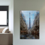 Eiffel Thru Streets Painting Print on Wrapped Canvas (12"H x 8"W  x 1.5"D)