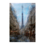 Eiffel Thru Streets Painting Print on Wrapped Canvas (12"H x 8"W  x 1.5"D)