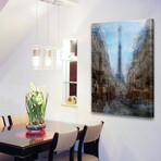 Eiffel Thru Streets Painting Print on Wrapped Canvas (12"H x 8"W  x 1.5"D)