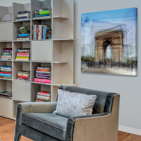 Arc Du Triomphe Painting Print on Wrapped Canvas (12"H x 12"W  x 1.5"D)