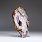 Genuine Agate with Amethyst Geode Center + Acrylic Display Stand