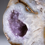 Genuine Agate with Amethyst Geode Center + Acrylic Display Stand