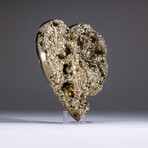Genuine Pyrite Heart + Acrylic Display Stand