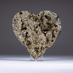 Genuine Pyrite Heart + Acrylic Display Stand