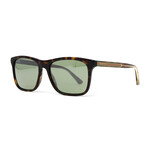 Men's GG0381S Sunglasses // Havana + Green Silver Mirror
