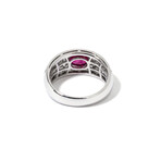 18k White Gold Diamond + Ruby Ring // Ring Size: 6.25 // New