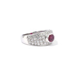 18k White Gold Diamond + Ruby Ring // Ring Size: 6.25 // New