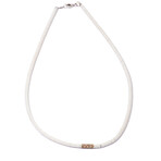 18k Yellow Gold + 18k White Gold Diamond + White Ceramic Bead Choker Necklace // 16" // New